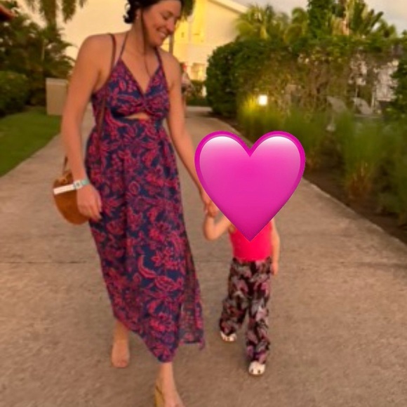 Dresses & Skirts - Purple and Pink Print Summer Halter Maxi Dress